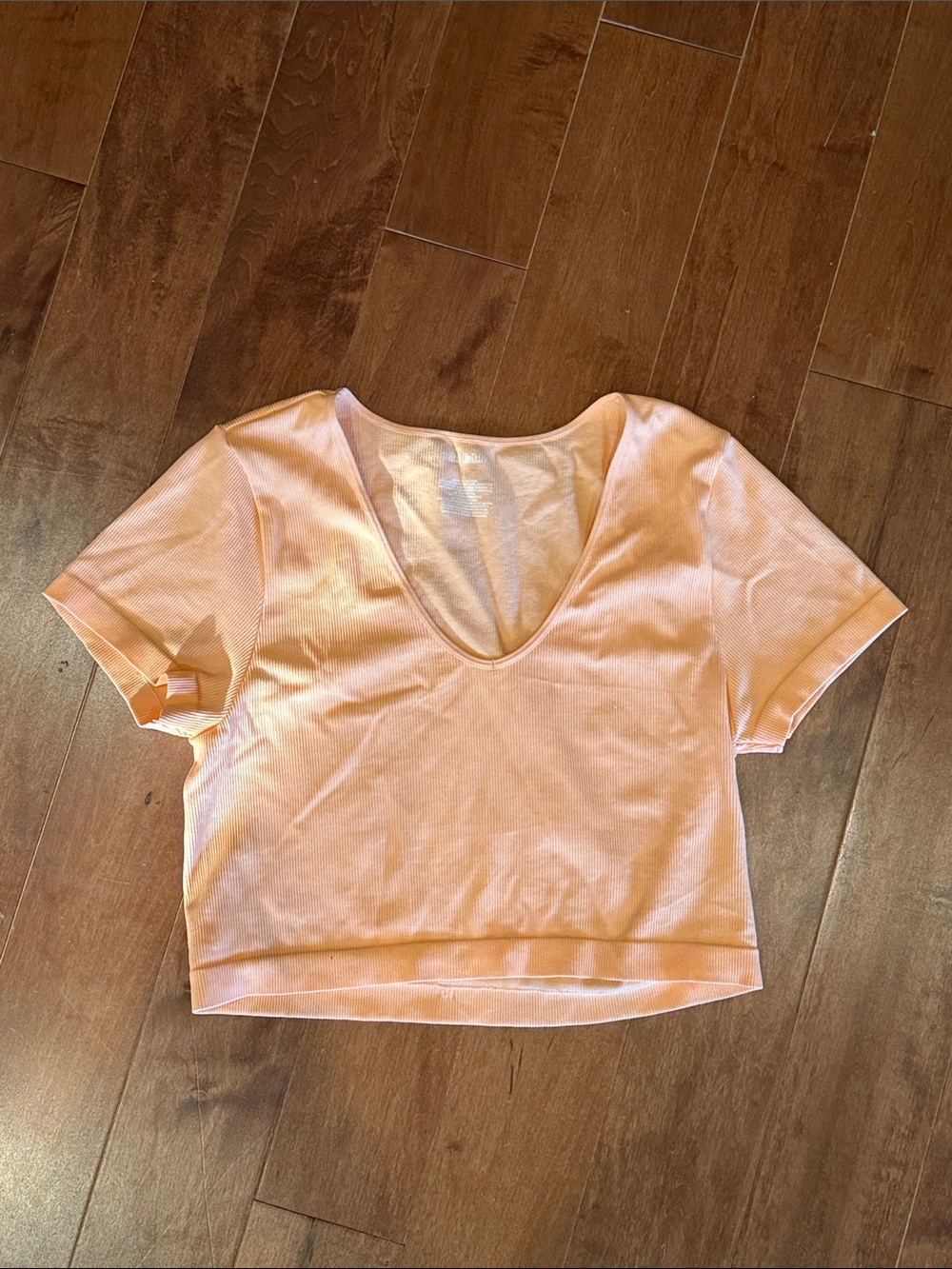 wild fable Peach Short Sleeve Cropped V-Neck Top